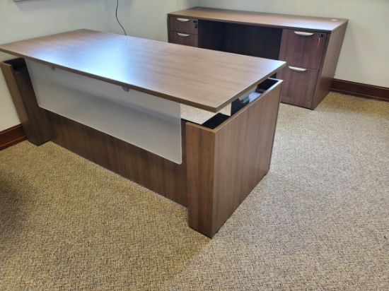 Picture of OfficeSource StandUp Standing Desk Collection Height Adjustable Desk/Credenza Combo