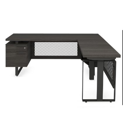 Picture of OfficeSource | Palisades | Industrial L-Shaped, Height Adjustable Desk with Single Pedestal