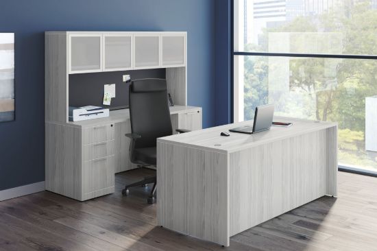 Picture of PREMIERA PL Laminate Series Desk/Credenza/Hutch Set