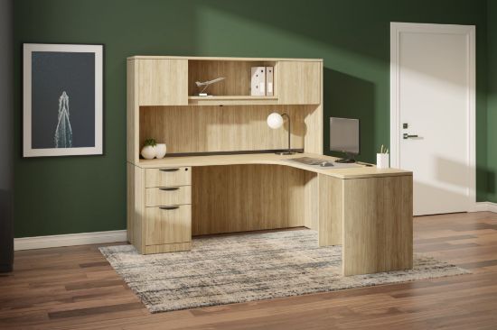 Picture of PREMIERA PL Laminate Series L Shaped Desk and Hutch 71" x 71"